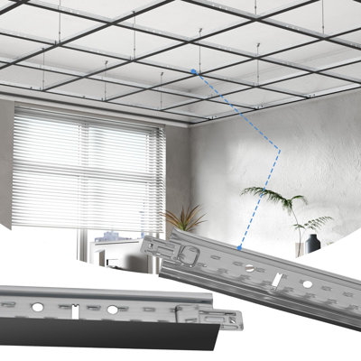 LooYee 50 PCS 72 Poutre principale avec poutre en croix et poutre de plafond, 6 pieds en acier galvanisé résistant à la rouille et au feu, idéal pour le sous-sol, le garage, la cuisine, la salle de bain, le noir