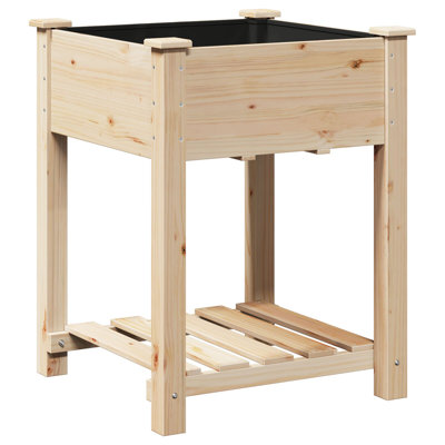 Vidaxl Garden Planter With Shelf 60X60x76 Cm Solid Wood Fir