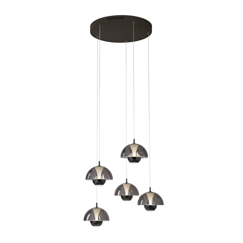Luminaire suspendu chromé à 5 lumières Nayard