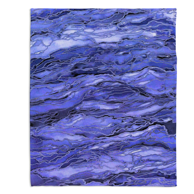 Couverture de sherpa gris doux à gris pervenche marble idea, l 51 po x L 60 po