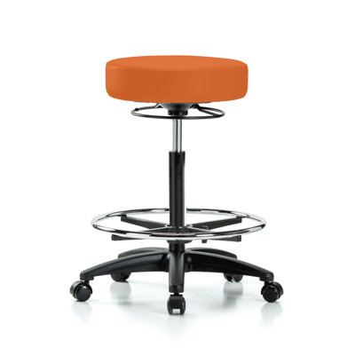 Carraton PERCH Chrome 360 Degree Height Adjustable Swivel Stool with Foot Ring | High Bench Height 24-34"