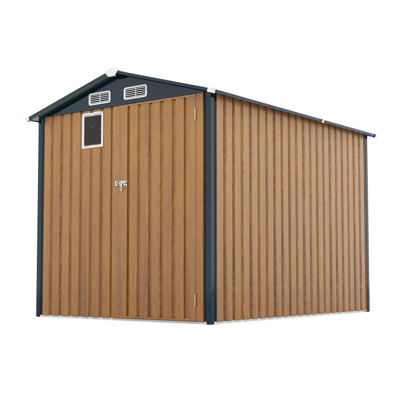 Rangement extérieur robuste en métal robuste pour la cour et le patio, 6 pi x 8 pi, vélos optimisés pour le Seo et casier barbecue, jaune