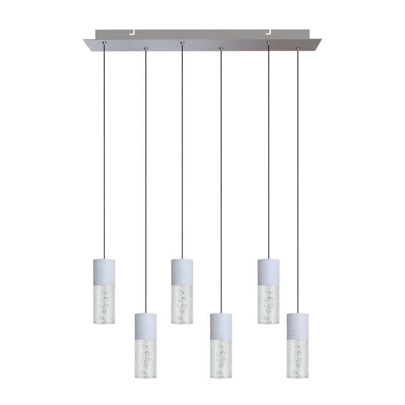 Luminaire suspendu cylindrique 6 lumières DEL Andromedae, Blanc
