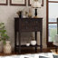 Console étroite, canapé mince avec trois tiroirs de rangement et une tablette inférieure pour le salon, assemblage facile (espresso)-1552397891