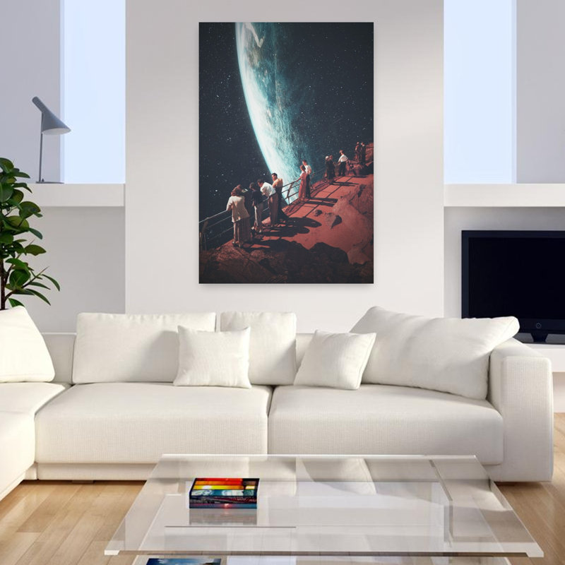 Art contemporain rétro surréel, H 48 po x l 32 po