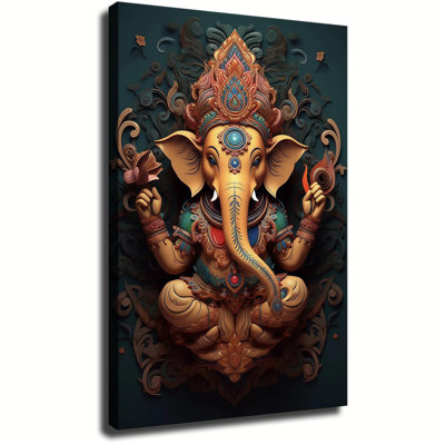 Ganesh Wall Art, Hindu Wall Decor, Panoramic Ganesh Wall Decor For Living Room Poster Ready To Hang