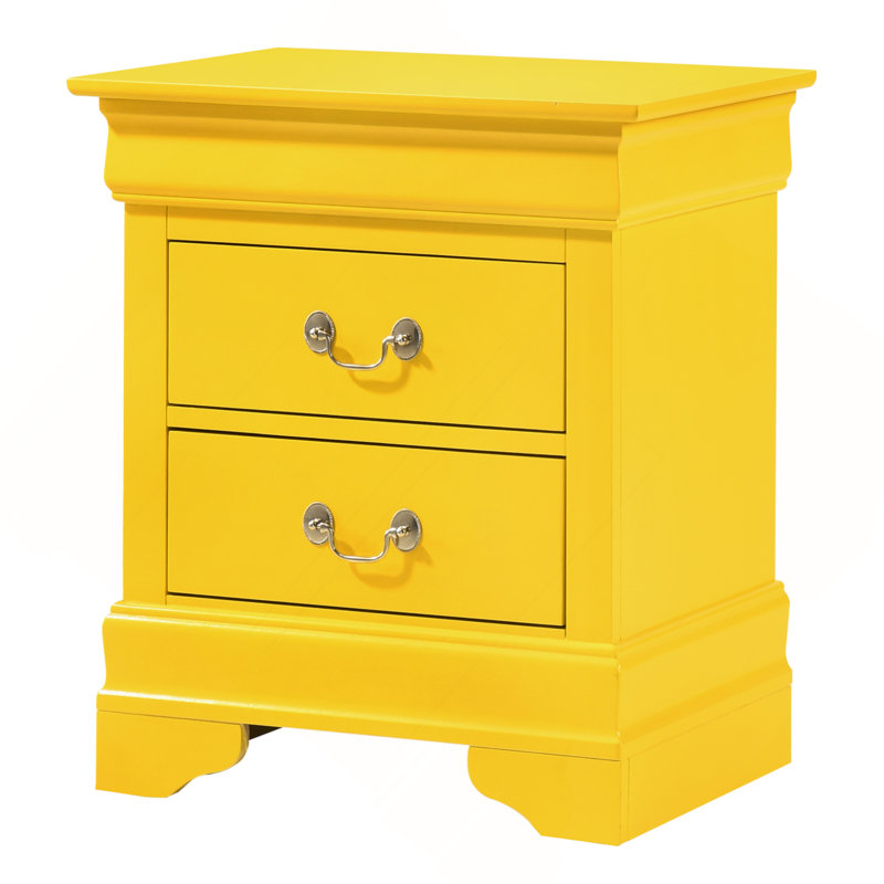 Charmante table de chevet traditionnelle jaune, Jaune