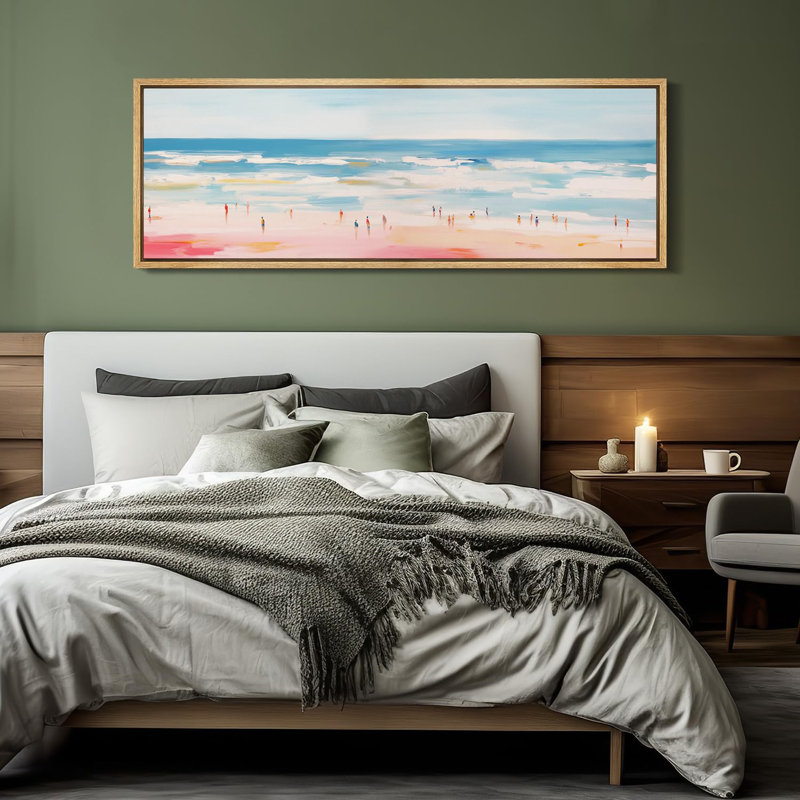 Coastal Beach Dreamy Pink Beach Bliss Seashore Coastal Ocean Waves, H 20 po x l 60 po, Naturel