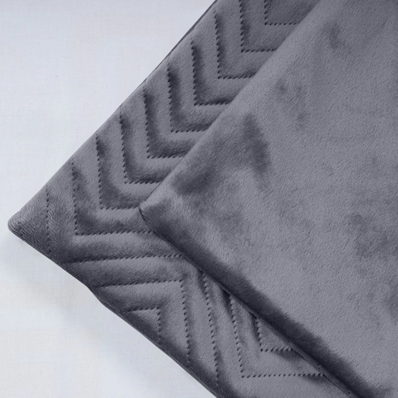 Embossed Quilted Chevron Decorative Cushion Cases - Set of 4 Modern Couch & Bed Décor Velvet Throw Pillow Covers , Grey