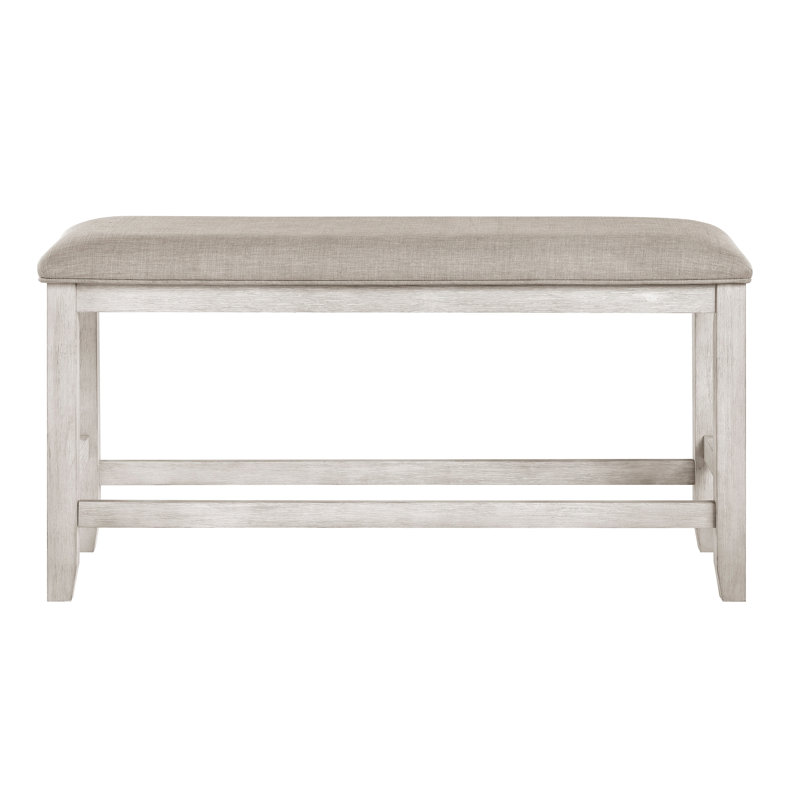 Banc de comptoir Titre moderne avec revêtement texturé gris et finition blanc antique, taille 48 po x 16,5 po, capacité de poids de 300 lb