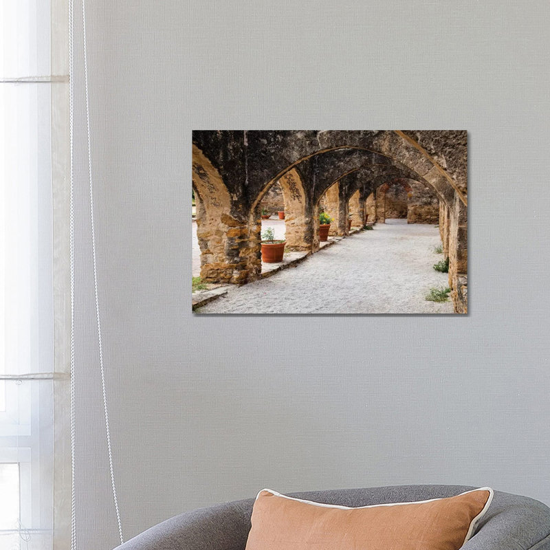 Arched Portico At Mission San Jose In San Antonio by Larry Ditto - Wrapped Canvas Print, 66.04 cm H x 45.72 cm W x 1.91 cm D
