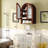 Wall Mounted Arched Cabinet with Mirrored Doors and Adjustable Shelves-215091735
