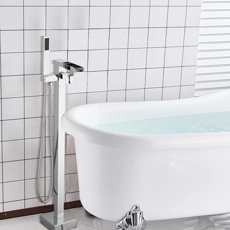 Robinet de salle de bain avec bec cascade et robinet inverseur à finition de baignoire, Chrome chrome