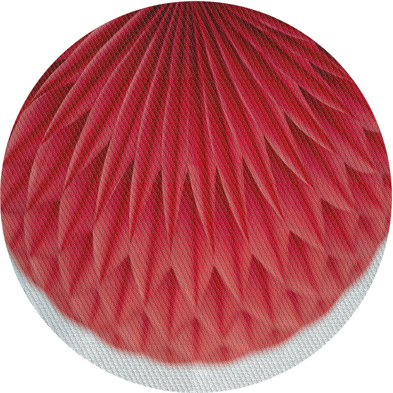 Tapis rouge tissé à la machine, Rond 7 pi