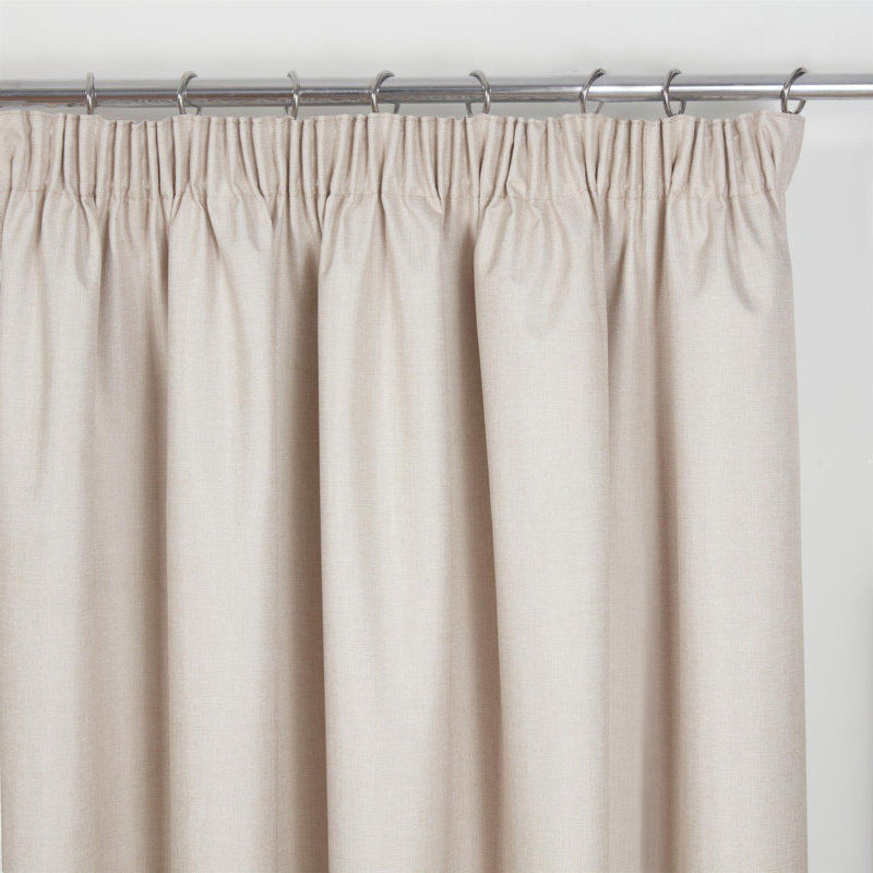 Forsman Pencil Pleat Blackout Curtains, 117 W x 229 D cm, Beige