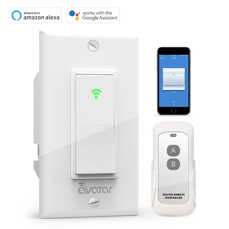 Interrupteur intelligent avec télécommande avec Alexa / Google Home Light Interrupteur électrique de maison intelligente