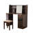 Elegant makeup vanity desk with 3 modes Adjustable Lighted Mirror,modern dressing table set with large shelves, drawer and canbinet,Walnut