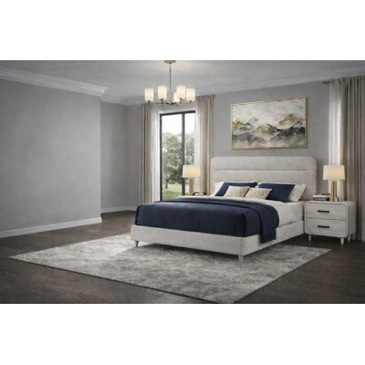 Modern Upholstered Panel Bedroom Set in White