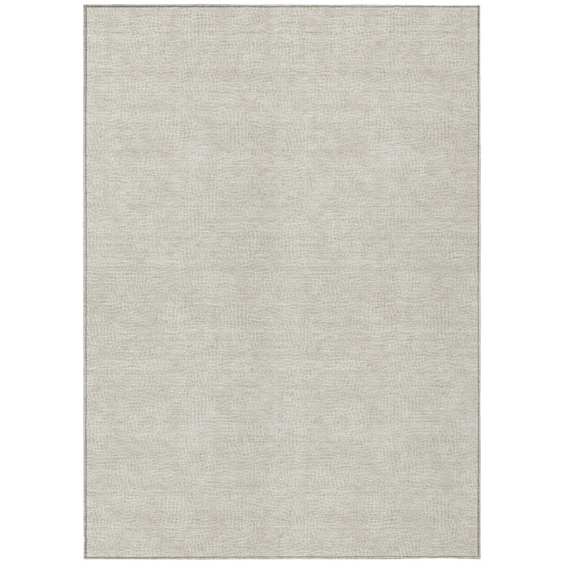 HomeRoots 3' X 5' Beige Geometric Washable Indoor Outdoor Area Rug