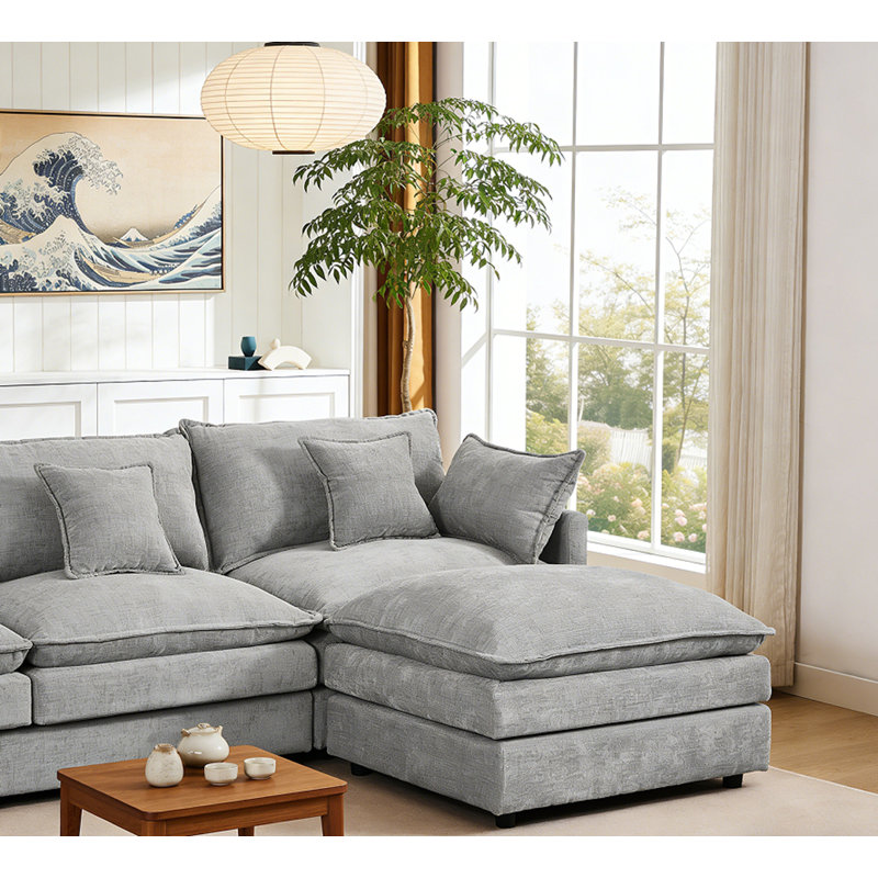 Modular Sectional Sofa U Shaped Couch Set, Gray Chenille