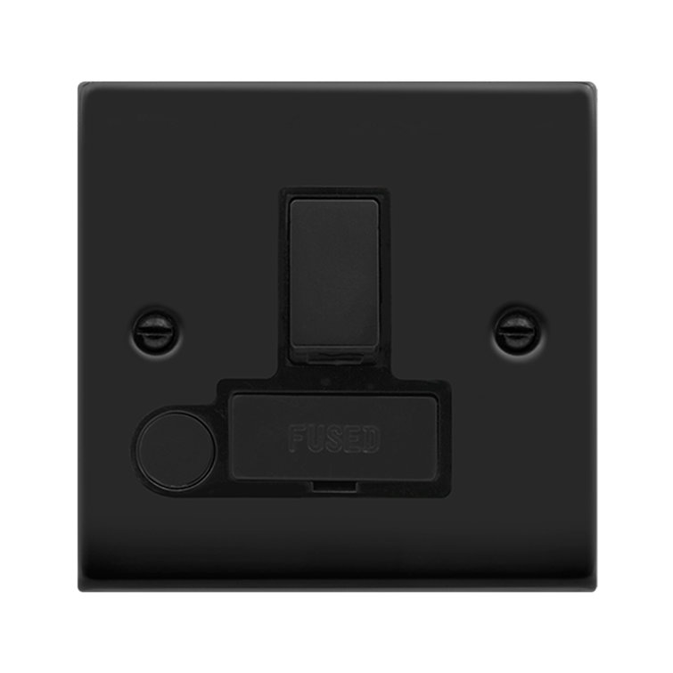 Matt Black 13A Fused Ingot Connection Unit Switched With Flex