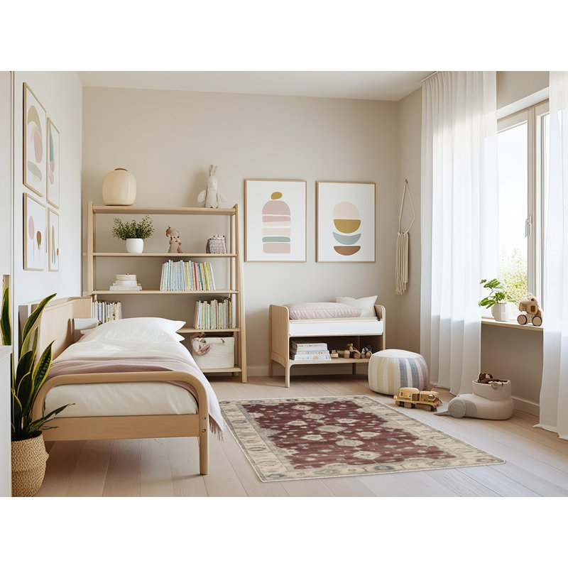 Tapis beige surteint lavable à la machine, Rectangle 4 pi x 6 pi