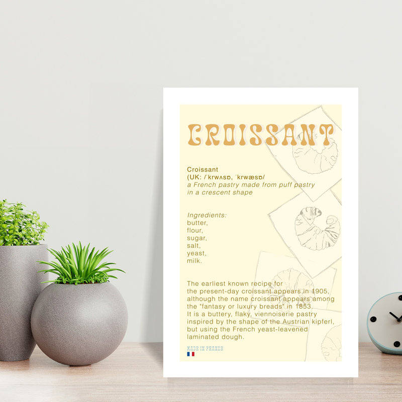 Croissant histoire moderne, art mural, H 18 po x l 12 po