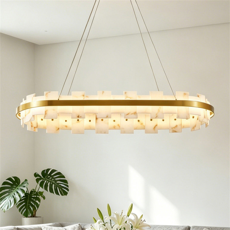 Lustre moderne en laiton doré glamour à DEL moderne, luminaire suspendu moderne à intensité variable 3000K pour îlot de cuisine