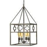 Quatrefoil 4 - Light Lantern Geometric Chandelier with Wrought Iron Accents
