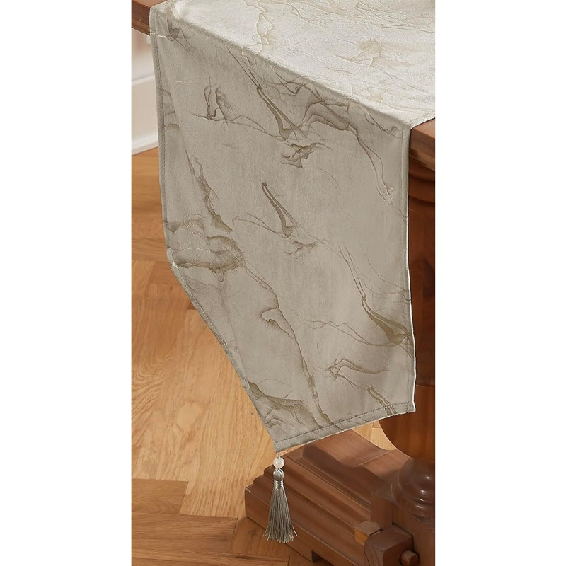 Chemin de table en velours - Iris argent - Style bohème pour la cuisine ou le mariage