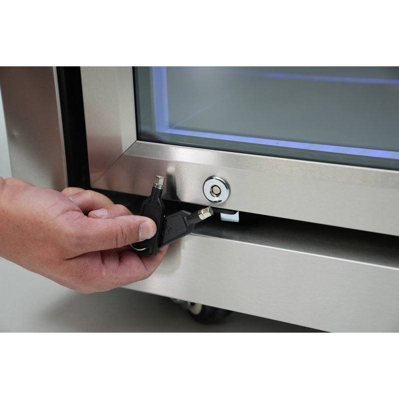 Compact Black Stainless Steel Undercounter Refrigerator with LED Light