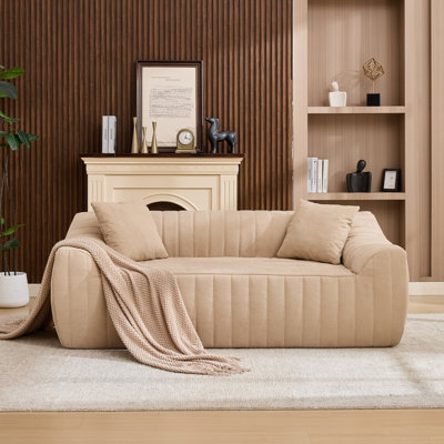 Causeuse moderne surdimensionnée en similicuir 2 places, petit siège profond avec 2 coussins décoratifs pour le salon