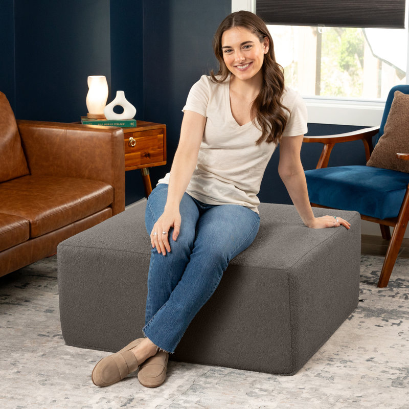 Repose-pieds surdimensionné Jaxx Fairlie Couch, Fausse fourrure gris foncé Boucle