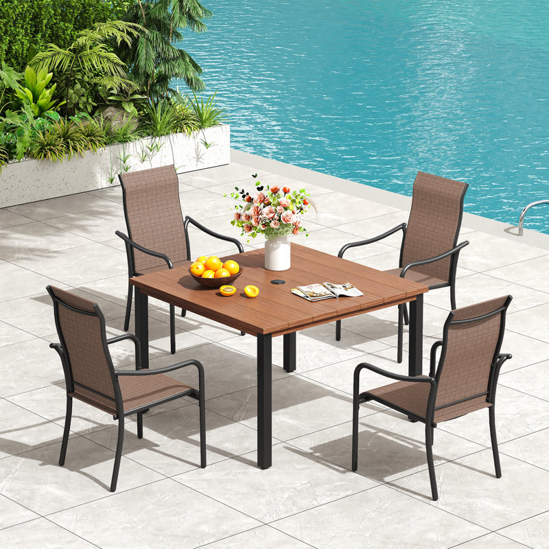 Square Patio Dining Set, Brown/Brown