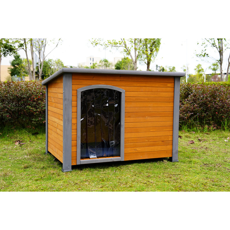 Niche pour chien 45 po avec passe-partout isolant - Bois massif, imperméable et coupe-vent