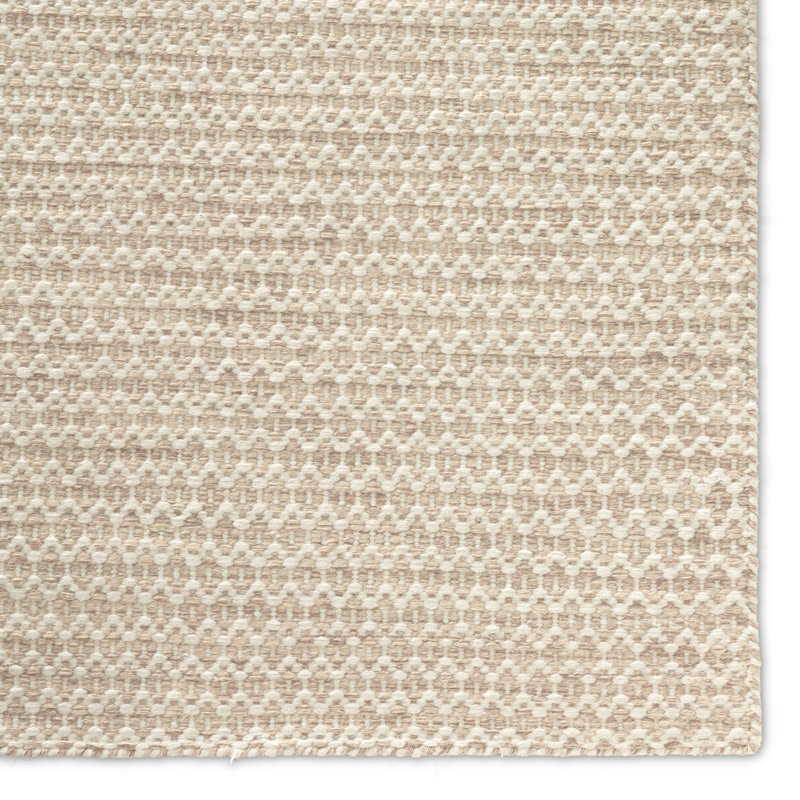 Eladio Wool Geometric Area Rug in Beige, Rectangle 12' x 15'
