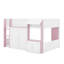 Lit mezzanine double avec rangement, porte et fenêtre, structure de lit en bois avec rangement-581308162