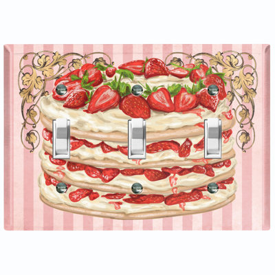Plaque murale avec interrupteur à bascule 3 couches Strawberry Cake