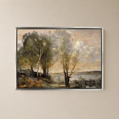 « Sombre parmi les roseaux » de Jean-Baptiste Camille Corot - Œuvre graphique sur toile