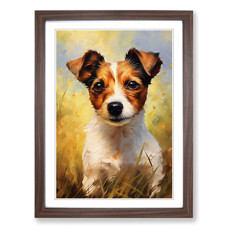 Jack Russell Impressionism - Framed Print, 34cm H x 25cm W x 2cm D, Walnut Framed
