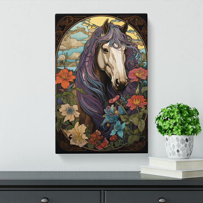 Shire Horse Art Nouveau Art - Wrapped Canvas