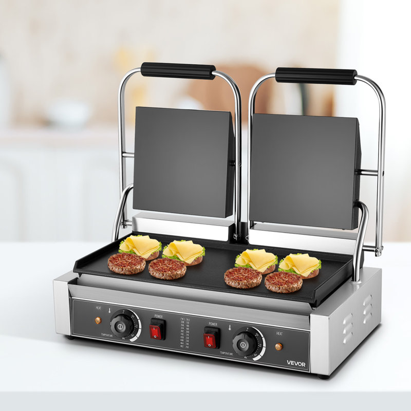 Commercial Panini Press Grill Electric Sandwich Maker Griddle Plate 19x9in