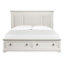 Très grand lit tapissier avec rangement 2 tiroirs avec miroir de paysage et commode Gelinas-686209064