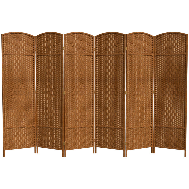 71" Tall Diamond Weave Fiber 6 Panel Room Divider, Natural, 4