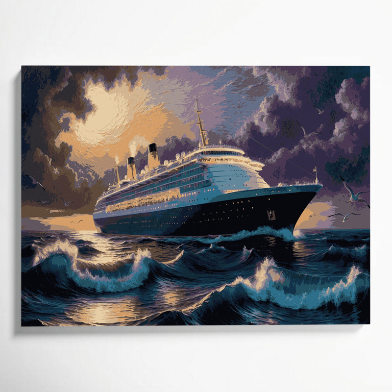 Art nautique gris sur toile, H 20 po x l 30 po