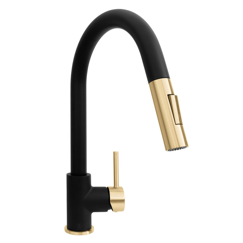 ZLINE Autograph Gemini Pull Down Single Handle Kitchen Faucet, Matte Black;Champagne Bronze