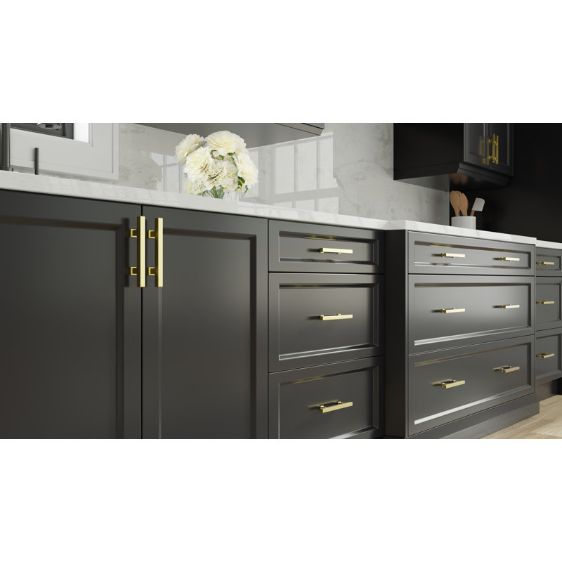 SoHo 3-3/4" Center to Center Polished Gold Bar Drawer Pull, 3.75", Polished Gold