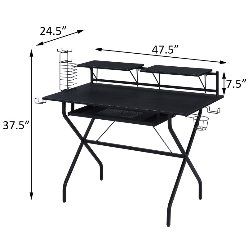Black Computer Desk Featuring Keyboard Tray, Build And Practical Design With Ample Desktop Area For Various Uses