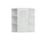 Armoire de rangement murale pour salle de bain - 6 tablettes ouvertes, 3 portes miroir réglables blanches enduites