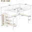 Grand lit mezzanine blanc à grain de bois avec escalier, charge, DEL et garde-robe pour l'organisation de la chambre à coucher, DEL, rangement intégré-843250230